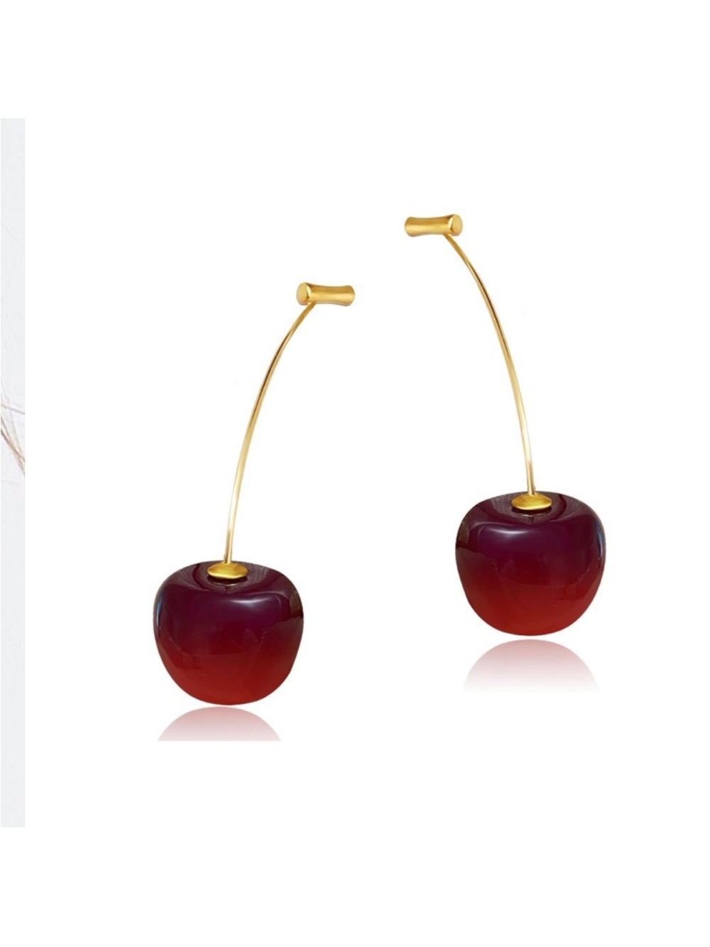 Red Fields Cherry Drop Dangle Earrings 18k gold plated New